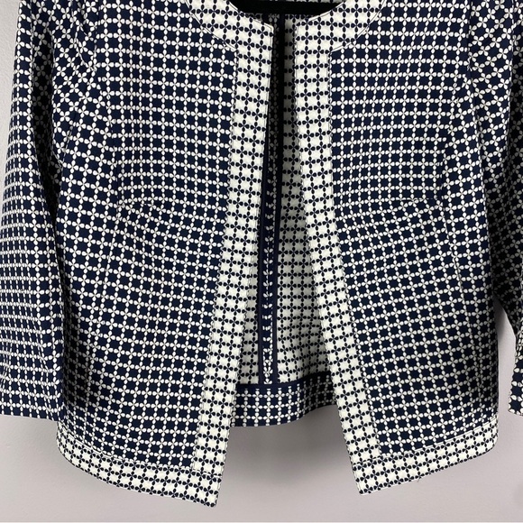 LAUNDRY by Shelli Segal Black White Mosaic Pattern Blazer Jacket Size 6 - Picture 3 of 11